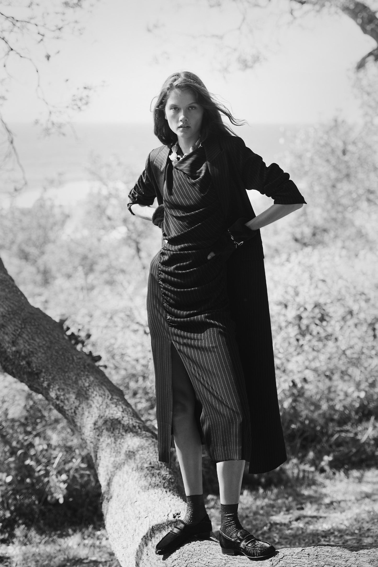 Noir Dress - Pinstripe