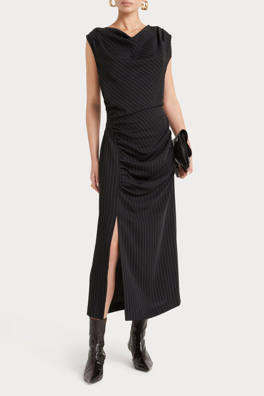 Noir Dress - Pinstripe